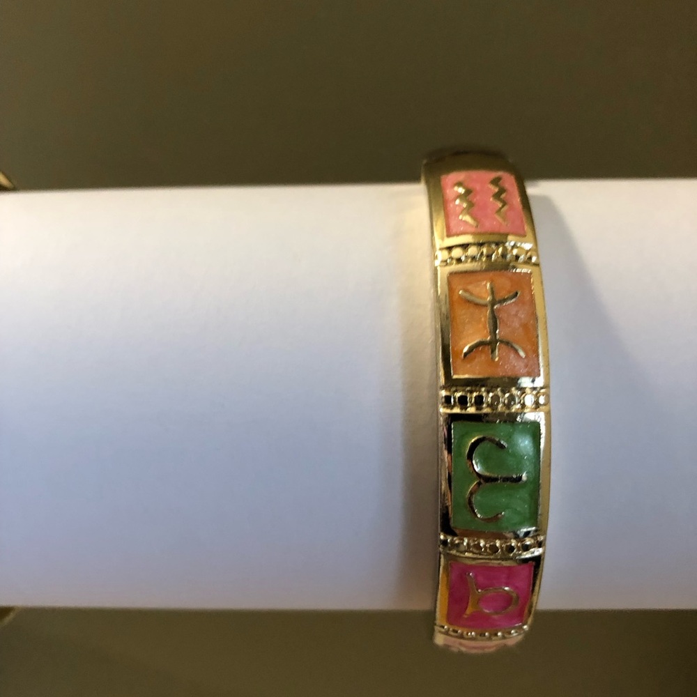 New Zodiac Multicolor Cloisonne Enamel Bangle Bracelet Tricolor